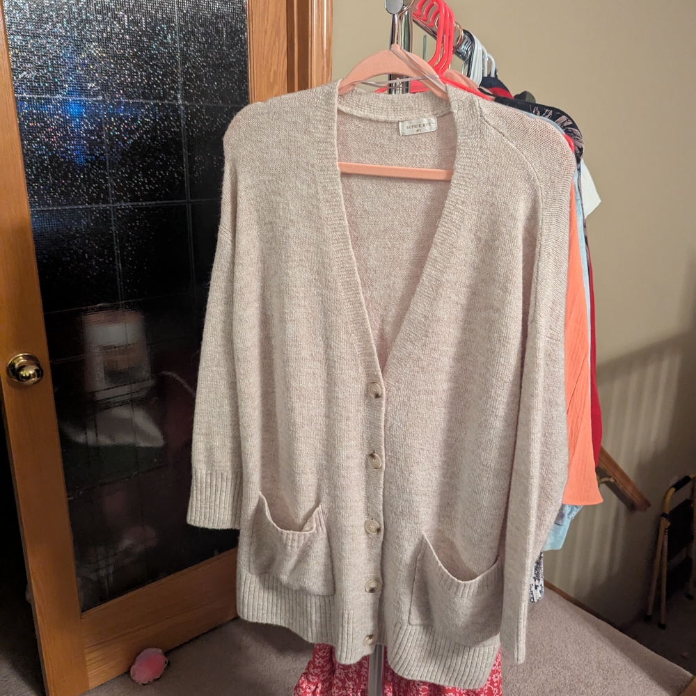 Sophie Rue Women's Oatmeal Cardigan Button up Sweater L
